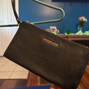Michael Kors Black Leather Wristlet